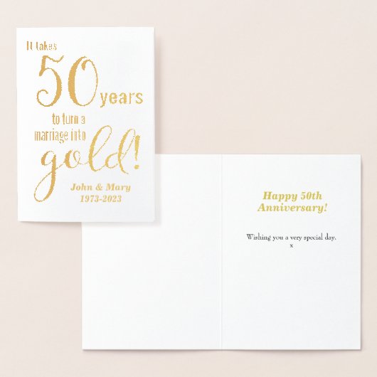 Carte Dorée 50e anniversaire du Mariage Or (Affichage)
