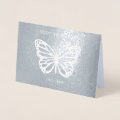 Carte Dorée 50e anniversaire papillon ajouter nom (Devant)