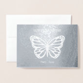 Carte Dorée 50e anniversaire papillon ajouter nom (Devant avec enveloppe)