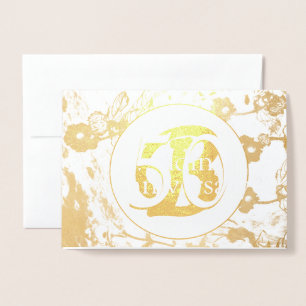 Carte Dorée 50e Mariage à huile d'or Floral Blank Card