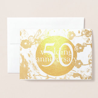 Carte Dorée 50th Gold Foil Wedding Floral Blank Card
