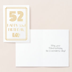 Carte Dorée 52e anniversaire - Art Déco Inspiré Look "52" & No