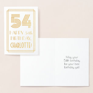 Carte Dorée 54e anniversaire - Art Déco Inspiré Look "54" & No