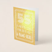 Carte Dorée 55e anniversaire - Art Déco Inspiré Look "55" + No (Devant)