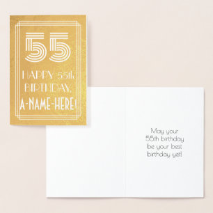 Carte Dorée 55e Anniversaire – Look inspiré d'Art Déco "55" + 