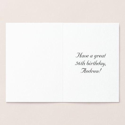 Carte Dorée 56e Birthday: Elegant, Ornate Script; nom de Custo (Intérieur)