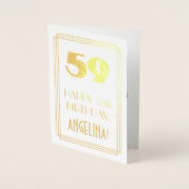 Carte Dorée 59e anniversaire : Art Déco Inspiré Look "59" & No (Devant)