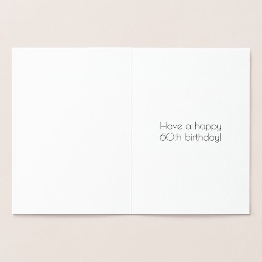 Carte Dorée 60e anniversaire ~ Style Art Déco "60" & Nom perso (Intérieur)