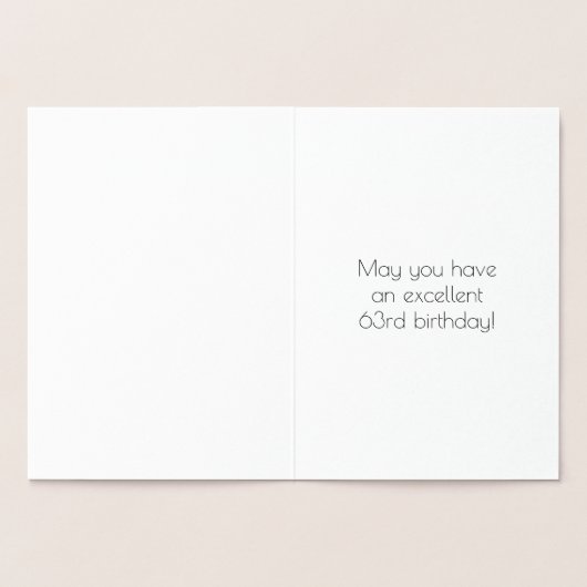 Carte Dorée 63e anniversaire - Art Déco Inspiré Look "63" + No (Intérieur)