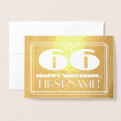 Carte Dorée 66e anniversaire : Nom + Art Déco Inspiré Look "66 (Devant avec enveloppe)