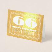 Carte Dorée 66e anniversaire : Nom + Art Déco Inspiré Look "66 (Devant)