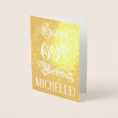 Carte Dorée 69e anniversaire : Élégant, Ornate Script; Nom per (Devant)