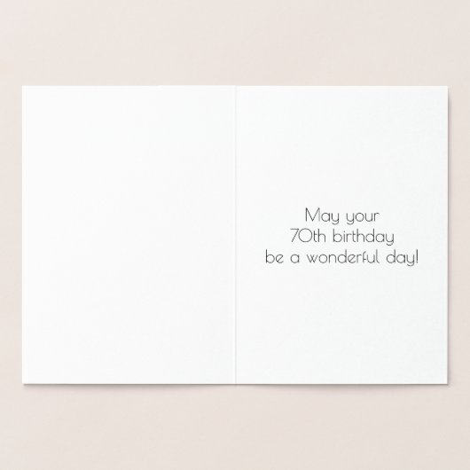 Carte Dorée 70e anniversaire - Art Déco Inspiré Look "70" + No (Intérieur)