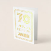 Carte Dorée 70e anniversaire - Art Déco Inspiré Look "70" & No (Devant)