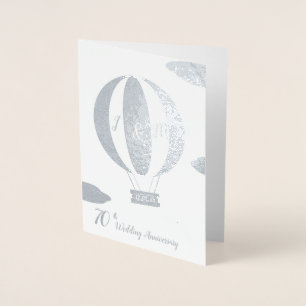 Carte Dorée 70e anniversaire mariage de montgolfière en platin
