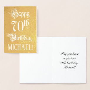 Carte Dorée 70th Birthday: Elegant, Ornate Script; Custom Name