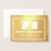 Carte Dorée 71e anniversaire : Nom + Art Déco Inspiré Look "71 (Devant avec enveloppe)