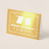 Carte Dorée 71e anniversaire : Nom + Art Déco Inspiré Look "71 (Devant)