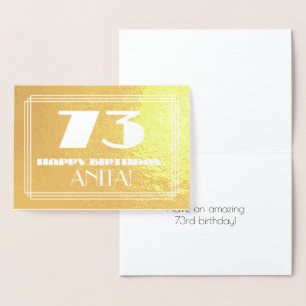 Carte Dorée 73e anniversaire : Nom + Art Déco Inspiré Look "73