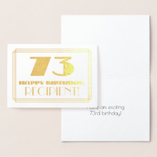 Carte Dorée 73e anniversaire ; nom + Art Déco Inspiré Look "73