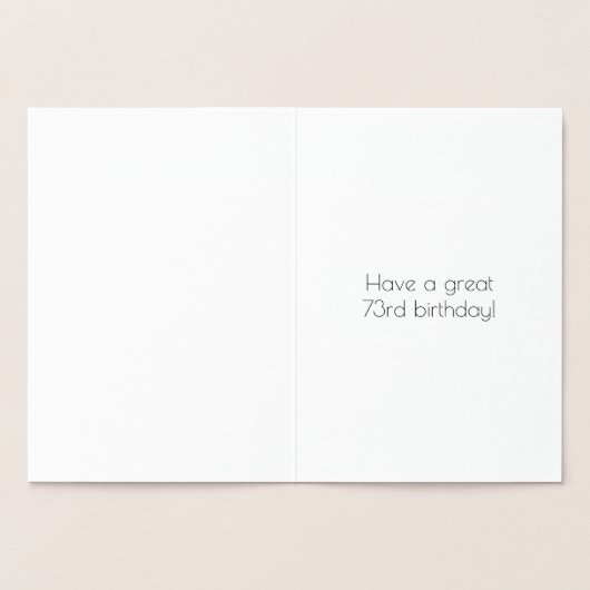 Carte Dorée 73e anniversaire ~ Style Art Déco "73" & Nom perso (Intérieur)
