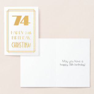 Carte Dorée 74e anniversaire : Art Déco Inspiré Look "74" & No