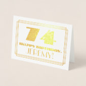 Carte Dorée 74e anniversaire ; nom + Art Déco Inspiré Look "74 (Devant)