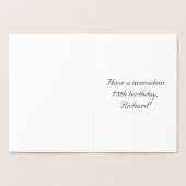 Carte Dorée 75e anniversaire : Élégant, Script Orné; Nom perso (Intérieur)