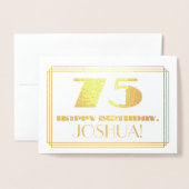 Carte Dorée 75e anniversaire ; nom + Art Déco Inspiré Look "75 (Devant avec enveloppe)
