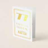 Carte Dorée 77e anniversaire : Art Déco Inspiré Look "77" & No (Devant)
