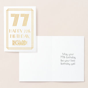 Carte Dorée 77e Anniversaire - Look inspiré de l'Art Déco "77"