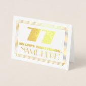 Carte Dorée 77e anniversaire ; nom + Art Déco Inspiré Look "77 (Devant)
