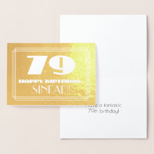 Carte Dorée 79e anniversaire : Nom + Art Déco Inspiré Look "79