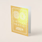 Carte Dorée 80e anniversaire - Art Déco Inspiré Look "80" + No (Devant)