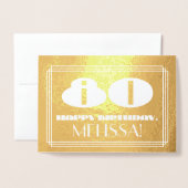 Carte Dorée 80e anniversaire : Nom + Art Déco Inspiré Look "80 (Devant avec enveloppe)
