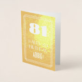 Carte Dorée 81e anniversaire ~ Style Art Déco "81" & Nom perso (Devant)