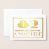Carte Dorée 82e anniversaire ; nom + Art Déco Inspiré Look "82 (Devant avec enveloppe)