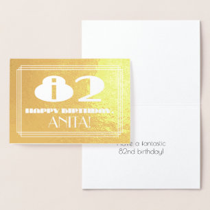 Carte Dorée 82e anniversaire : Nom + Art Déco Inspiré Look "82