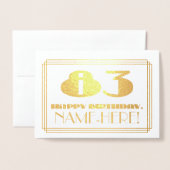 Carte Dorée 83ème anniversaire ; nom + Art Déco Inspiré Look " (Devant avec enveloppe)
