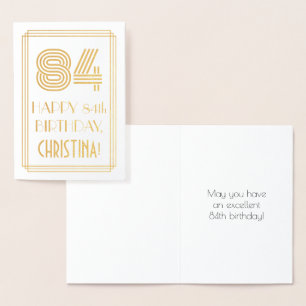 Carte Dorée 84e anniversaire - Art Déco Inspiré Look "84" & No