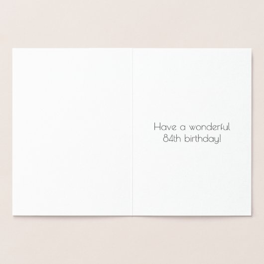 Carte Dorée 84e anniversaire ~ Style Art Déco "84" & Nom perso (Intérieur)