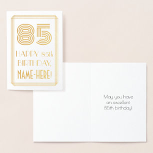 Carte Dorée 85e anniversaire - Art Déco Inspiré Look "85" & No