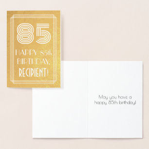 Carte Dorée 85e anniversaire - Art Déco Inspiré Look "85" + No