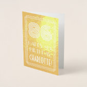 Carte Dorée 86e anniversaire - Art Déco Inspiré Look "86" + No (Devant)