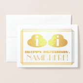 Carte Dorée 88ème anniversaire ; nom + Art Déco Inspiré Look " (Devant avec enveloppe)