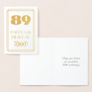 Carte Dorée 89e anniversaire : Art Déco Inspiré Look "89" & No
