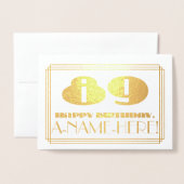 Carte Dorée 89e Anniversaire ; Nom + Apparence inspirée de l'A (Devant avec enveloppe)