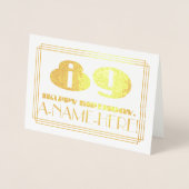 Carte Dorée 89e Anniversaire ; Nom + Apparence inspirée de l'A (Devant)