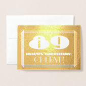 Carte Dorée 89e anniversaire : Nom + Art Déco Inspiré Look "89 (Devant avec enveloppe)
