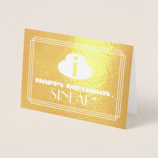 Carte Dorée 8e anniversaire : Nom + Art Déco Inspiré Look "8" (Devant)